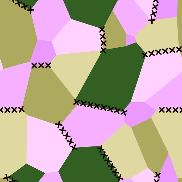 Abstracte Geometrische Naaisteek Patch Naadloos Patroon Voor Het Inpakken Van — Stockfoto