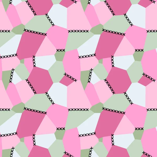 Abstracte Geometrische Naaisteek Patch Naadloos Patroon Voor Het Inpakken Van — Stockfoto