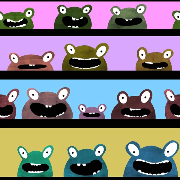 Çizgi Filmlerdeki Kusursuz Kurbağa Desenleri Kağıt Kumaş Çarşaf Çocuk Giysileri — Stok fotoğraf