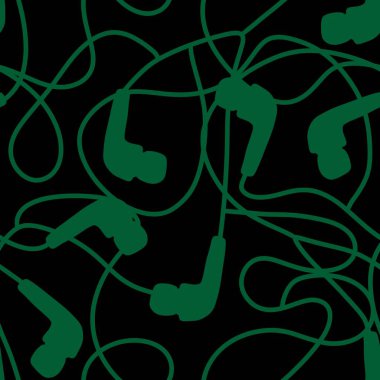 Müzik teknolojisi, kulaklıklar, çocuk giysileri, kumaşlar, çarşaflar ve aksesuarlar için çizgi film desenleri. Yüksek kaliteli illüstrasyon