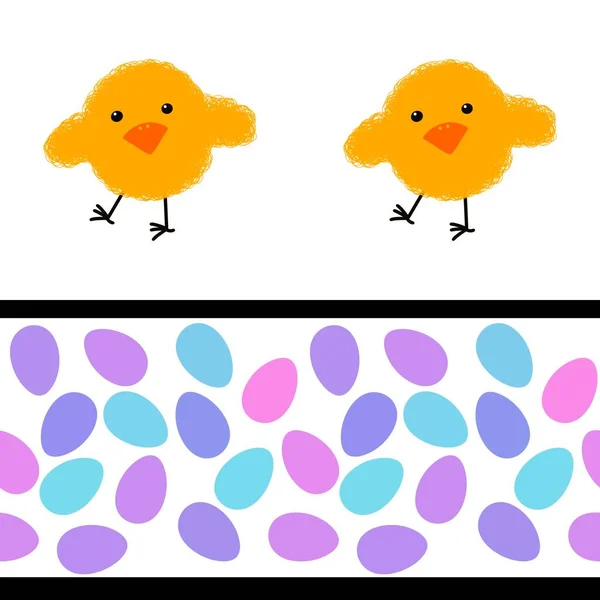 Easter Eggs Seamless Cartoon Chicken Pattern Wrapping Paper Fabrics Linens — Fotografia de Stock