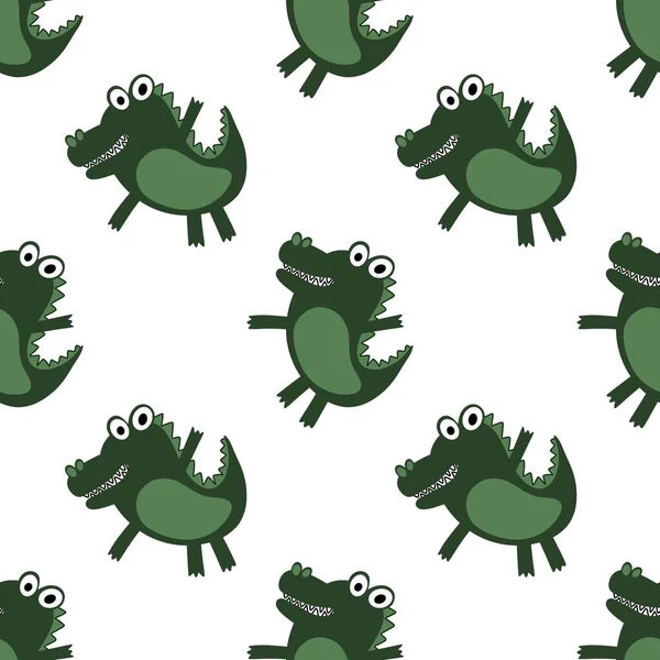 Dieren Cartoon Naadloze Krokodil Dinosaurus Draak Patroon Voor Het Inpakken — Stockfoto
