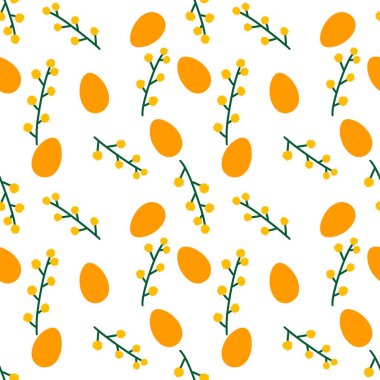 Easter eggs seamless spring pattern for kids clothes print and accessories and notebooks and wrapping paper and fabrics and kitchen. High quality illustration