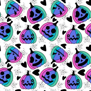 Halloween seamless pumpkins pattern for fabrics and wrapping paper and clothes print and notebooks and accessories and party. High quality illustration