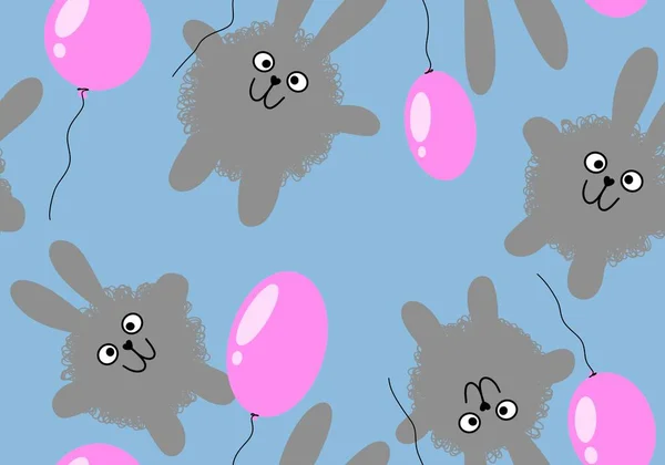 漫画動物のシームレスなウサギのウサギのパターン包装紙や生地やリネンや子供服の印刷やお祝いのアクセサリーのためのパターン 高品質のイラスト — ストック写真