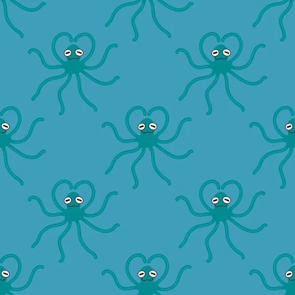 Cartoon Animals Seamless Octopus Kawaii Love Pattern Wrapping Paper Kids — Stock Photo, Image