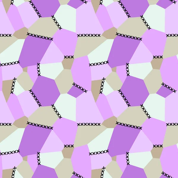 Abstract Geometric Sewing Stitch Patch Seamless Pattern Wrapping Paper Fabrics — Stock Photo, Image