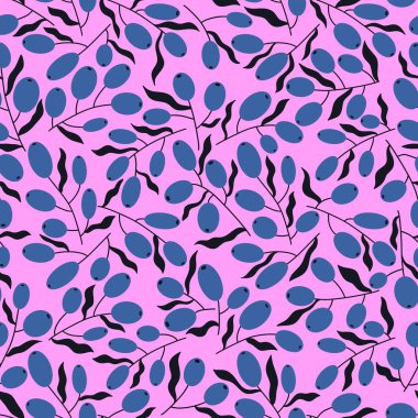 Kağıt, kumaş, çarşaf, çocuk giysisi baskısı, bahar ambalajı ve mutfak tekstili için meyvesiz böğürtlen ve dal deseni. Yüksek kaliteli illüstrasyon