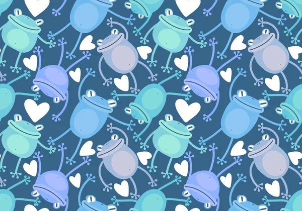 Cartoon animals seamless frogs pattern for wrapping paper and fabrics and linens and kids clothes print and kindergarten textiles. High quality illustration