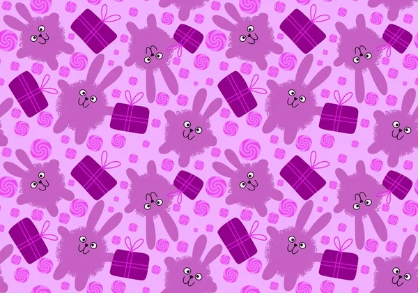 Мультфильм Животных Бесшовные Кролики Рисунок Упаковки Бумаги Тканей Постельное Белье — стоковое фото