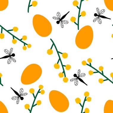 Easter eggs seamless spring pattern for kids clothes print and accessories and notebooks and wrapping paper and fabrics and kitchen. High quality illustration