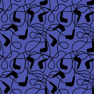 Müzik teknolojisi, kulaklıklar, çocuk giysileri, kumaşlar, çarşaflar ve aksesuarlar için çizgi film desenleri. Yüksek kaliteli illüstrasyon