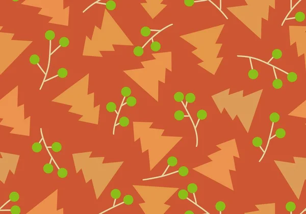 Winterweihnachtsbaum Nahtlose Beeren Zweige Muster Zum Einwickeln Von Papier Und — Stockfoto