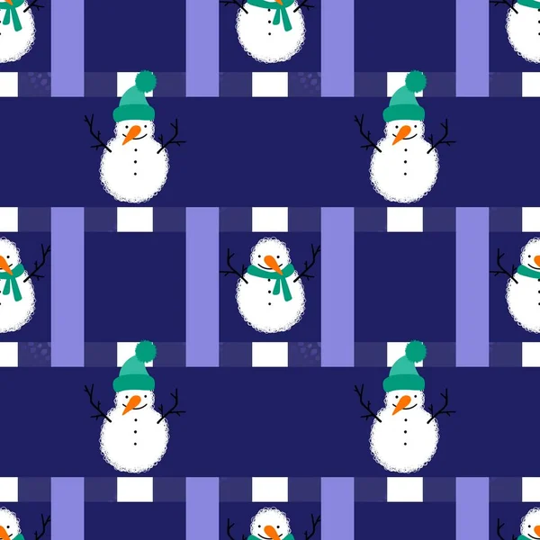 Winter Seamless Snowman Snowflakes Pattern Christmas Wrapping Paper Kids Notebooks — Stok fotoğraf