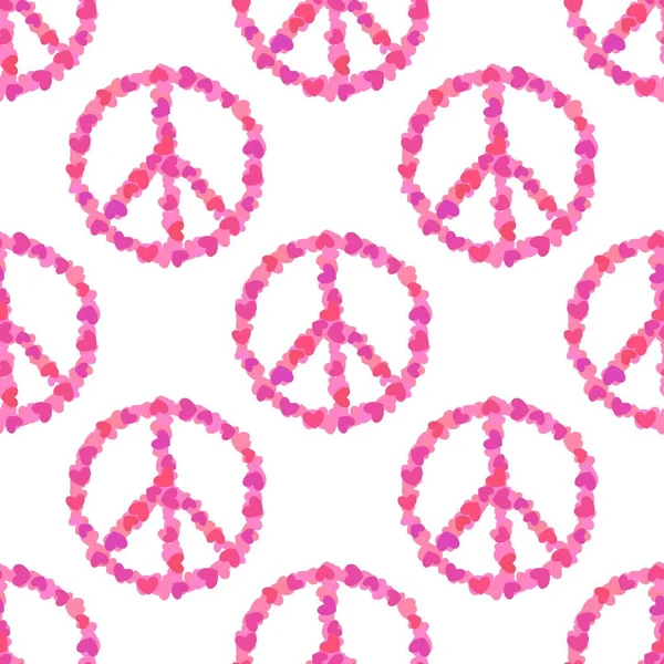Valentines Hearts Seamless Peace Sign Pattern Wrapping Paper Fabrics Linens — Stock Photo, Image