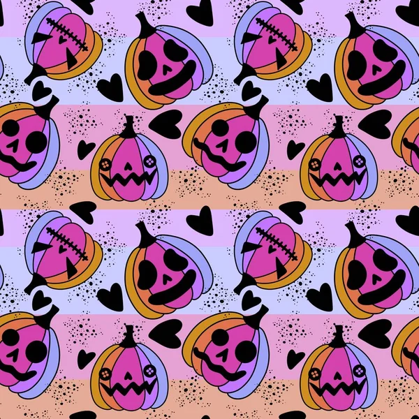 Halloween Seamless Pumpkins Pattern Fabrics Wrapping Paper Clothes Print Notebooks — Foto de Stock