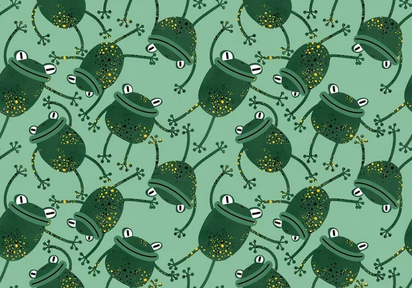 Карикатурные Животные Бесшовные Лягушки Рисунок Упаковки Бумаги Тканей Постельного Белья — стоковое фото