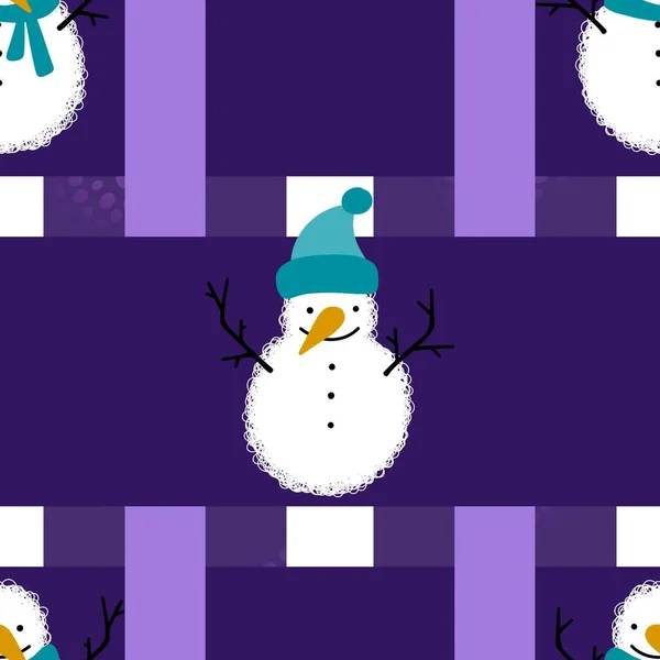 Winter Seamless Snowman Snowflakes Pattern Christmas Wrapping Paper Kids Notebooks — Fotografia de Stock