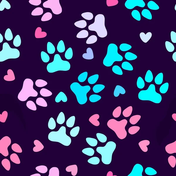 Cartoon Dieren Naadloze Voetafdrukken Hond Kat Patroon Voor Het Inpakken — Stockfoto