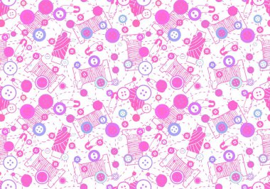 Çizgi film dikiş düğmeleri, makas ve iğne desenleri ambalaj kağıtları, kumaşlar, çarşaflar, hobiler, aksesuarlar ve çocuk giysileri baskıları için. Yüksek kaliteli illüstrasyon