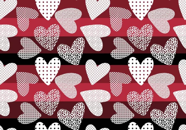 Corazones San Valentín Patrón Dibujos Animados Sin Costuras Para Papel — Foto de Stock