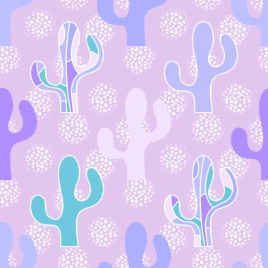 Kağıt, kumaş, çarşaf, tatil aksesuarları ve çocuk giysileri baskısı ve mayo tekstili için yaz çiçeksiz kaktüs deseni. Yüksek kaliteli illüstrasyon