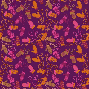 Winter warm kids gloves seamless Christmas weather pattern for wrapping paper and clothes print and accessories and notebooks . High quality illustration