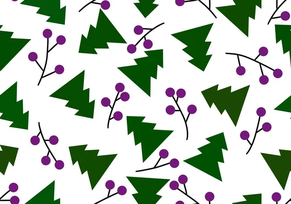 Winter Christmas Tree Seamless Berries Branches Pattern Wrapping Paper Fabrics — Stock Photo, Image