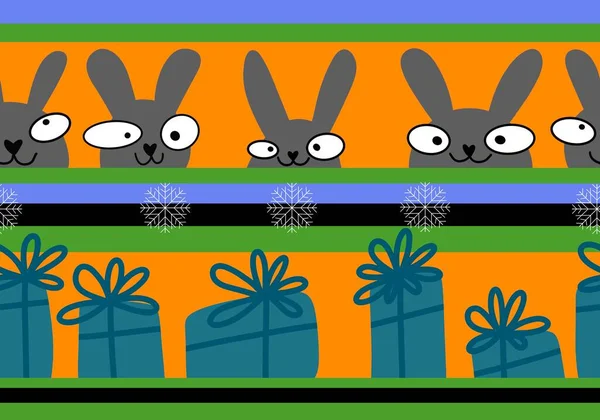 Мультяшные Животные Бесшовные Кролики Рисунки Кроликов Упаковки Бумаги Тканей Постельного — стоковое фото
