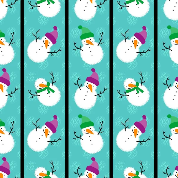 Winter Seamless Snowman Snowflakes Pattern Christmas Wrapping Paper Kids Notebooks — Stock Photo, Image