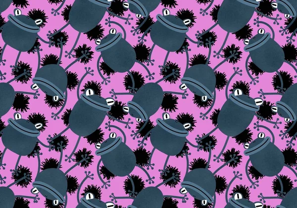 Карикатурные Животные Бесшовные Лягушки Рисунок Упаковки Бумаги Тканей Постельного Белья — стоковое фото