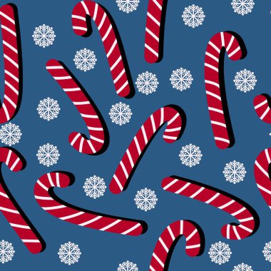 Noel ambalaj kağıdı, kumaş, çarşaf ve çocuk giysileri baskısı ve hediye paketi için Noel şekersiz nane şekeri. Yüksek kaliteli illüstrasyon