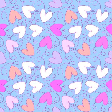 Sevgililer Günü karikatür desenleri ambalaj kâğıdı ve çocuk giysileri, kumaşlar, aksesuarlar, çarşaflar ve tekstil. Yüksek kaliteli illüstrasyon