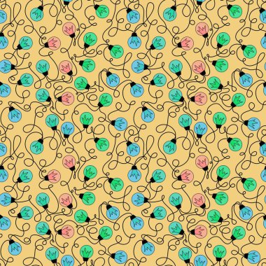 Kış aydınlatması pürüzsüz ampuller çizgi film kar taneleri desenleri ambalajlar, kumaşlar, çarşaflar Noel ambalajları, Noel hediye paketleri ve çocuk giysileri baskısı. Yüksek kaliteli illüstrasyon