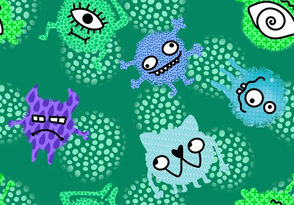 괴물들은 무미건조 외계인들 동물들을 포장하는 패턴으로 종이와 그리고 아이들의 프린트와 — 스톡 사진