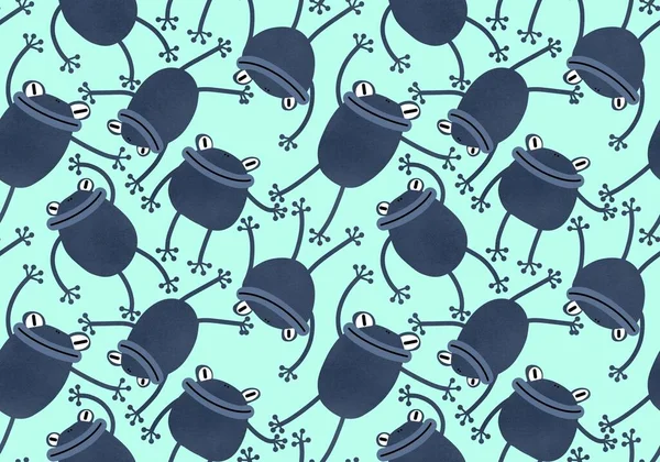 Cartoon animals seamless frogs pattern for wrapping paper and fabrics and linens and kids clothes print and kindergarten textiles. High quality illustration