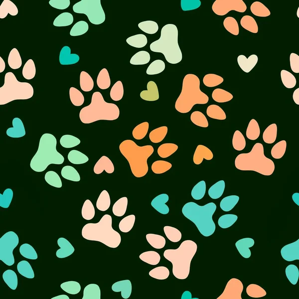 Kreslená Zvířata Bezešvé Stopy Pes Kočka Vzor Pro Balení Papíru — Stock fotografie