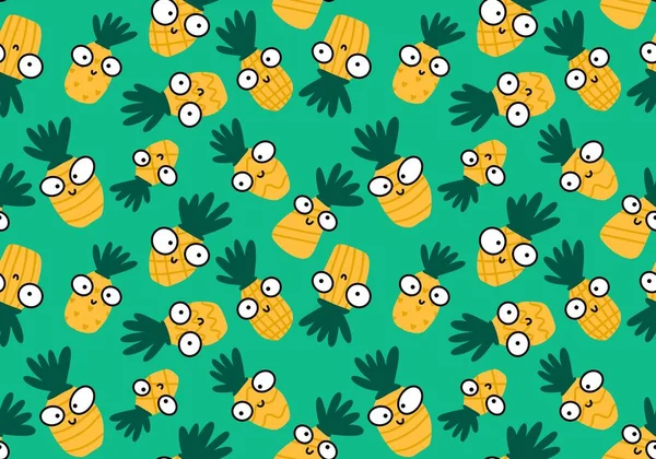 Fruit seamless cartoon pineapple pattern for wrapping paper and fabrics and linens and kids clothes print and summer swimsuit. High quality illustration
