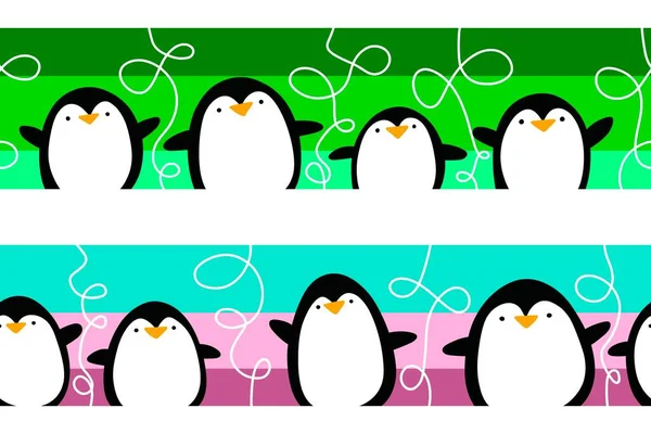 Зимові Тварини Безшовний Пінгвін Мультфільм Каваї Різдвяний Рибний Візерунок Обгортання — стокове фото
