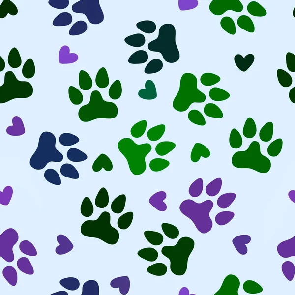 Cartoon Animals Seamless Footprints Dog Cat Pattern Wrapping Paper Fabrics — Stock Photo, Image