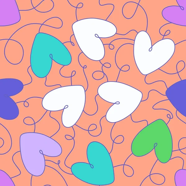 Valentinsherzen Nahtlose Cartoon Muster Für Verpackungspapier Und Kinderkleidung Druck Und — Stockfoto
