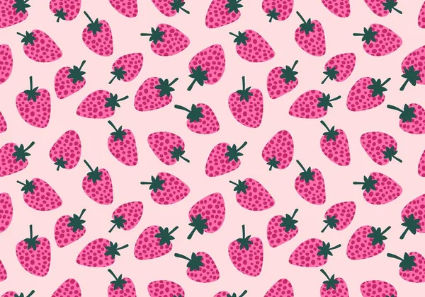 Patrón Fresa Sin Costuras Frutas Verano Dibujos Animados Para Papel — Foto de Stock