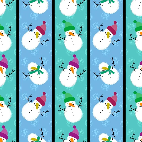 Зимний Бесшовный Снеговик Снежинки Рисунок Рождественской Оберточной Бумаги Детей Ноутбуки — стоковое фото
