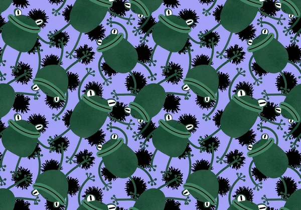 Kreslená Zvířata Bezešvé Žáby Vzor Pro Balení Papíru Tkanin Prádlo — Stock fotografie