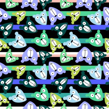 Çizgi filmlerdeki oyuncaklar kusursuz pofuduk ayı desenleri kağıt, kumaş, çocuk giysisi baskıları, aksesuarlar, anaokulu ve çarşaflar için. Yüksek kaliteli illüstrasyon