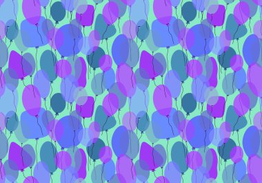 Karikatürlerde ambalaj kağıtları, kumaşlar, çarşaflar, doğum günü paketleri ve çocuk giysileri baskısı için şenlikli, dikişsiz balonlar. Yüksek kaliteli illüstrasyon