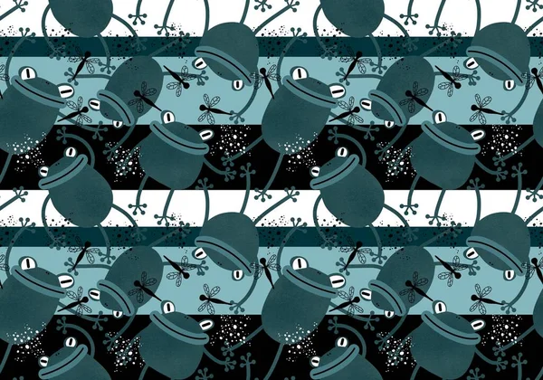 Zeichentricktiere Nahtlose Frösche Muster Zum Einwickeln Von Papier Und Stoffen — Stockfoto