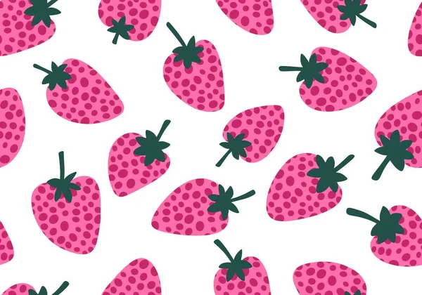 Patrón Fresa Sin Costuras Frutas Verano Dibujos Animados Para Papel —  Fotos de Stock