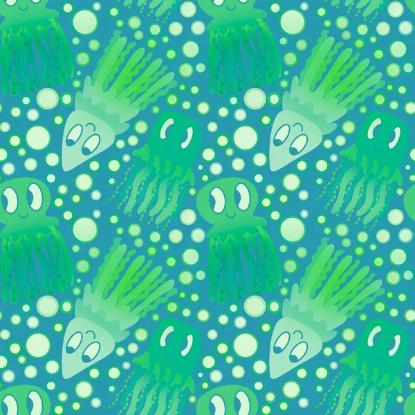 Cartoon Zvířata Bezešvé Medúzy Abstraktní Oceán Vzor Pro Balení Papíru — Stock fotografie