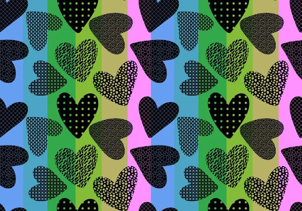 Valentines Hearts Seamless Cartoon Pattern Wrapping Paper Kids Clothes Print — Stock Photo, Image